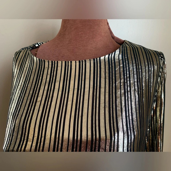 Vintage gold and silver blouse, 1980’s 1970’s John’s girl top, disco shirt - Picture 2 of 9